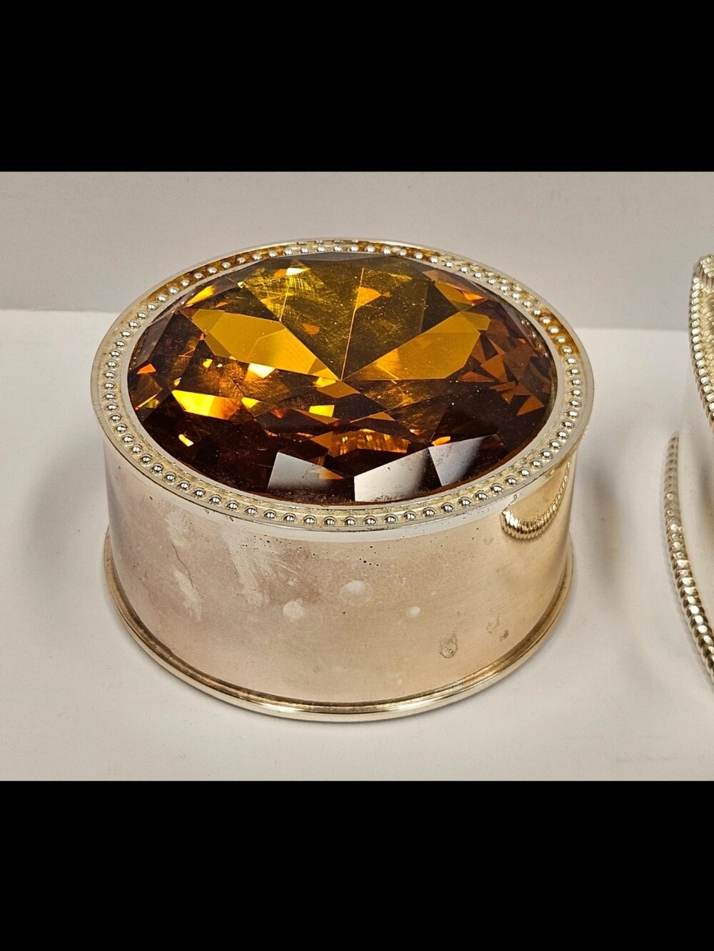 Unbranded Amber Crystal Accent Trinket Box